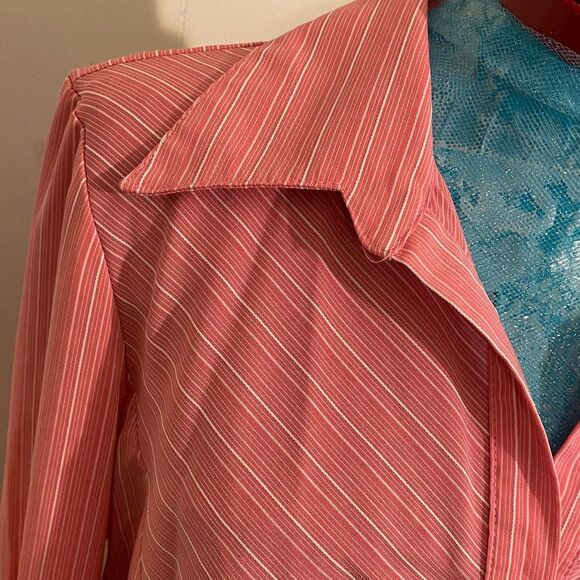 Fenomenon Button Down Long Sleeve Striped Top Women Size L - Picture 2 of 6